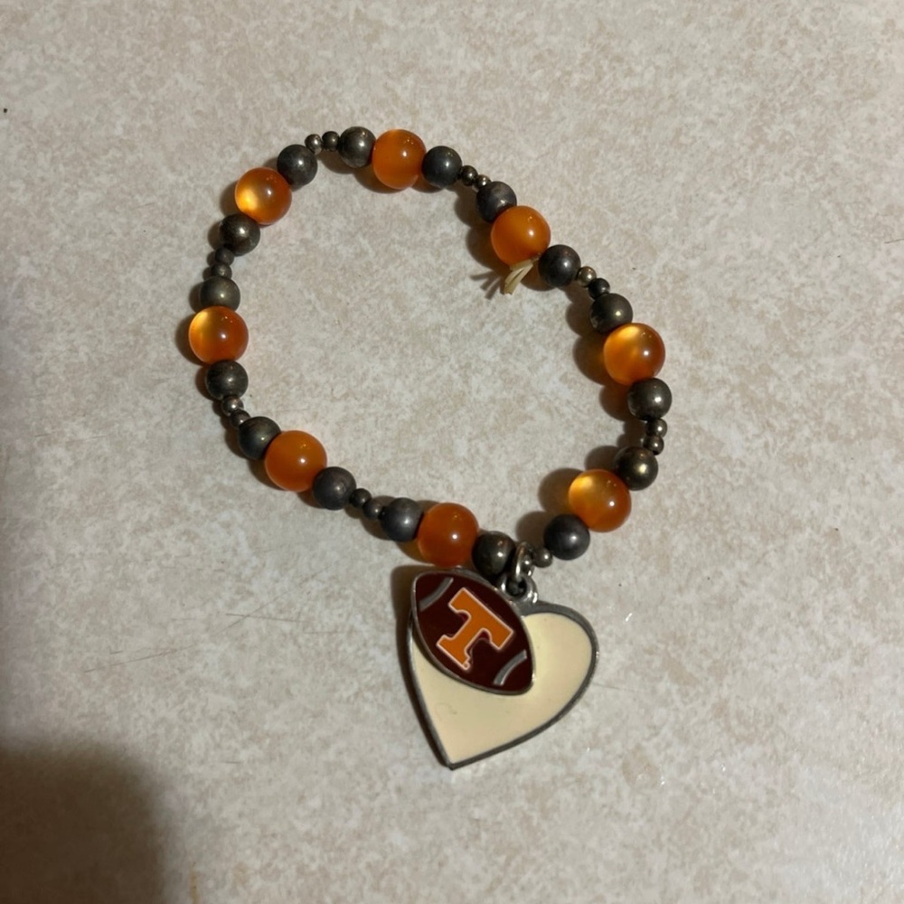 Tennessee Volunteers Football beaded charm bracelet